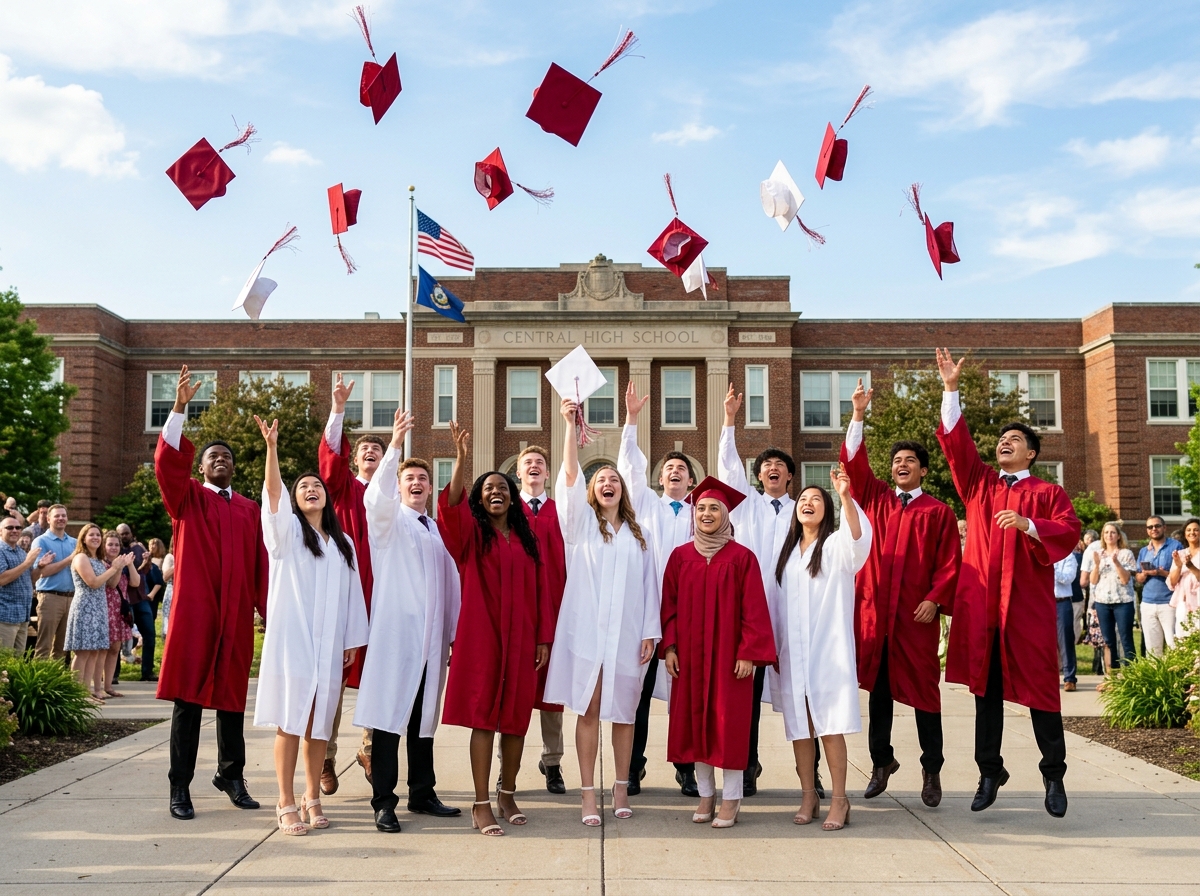 Scholarship recipients celebrating at Graham High School graduation